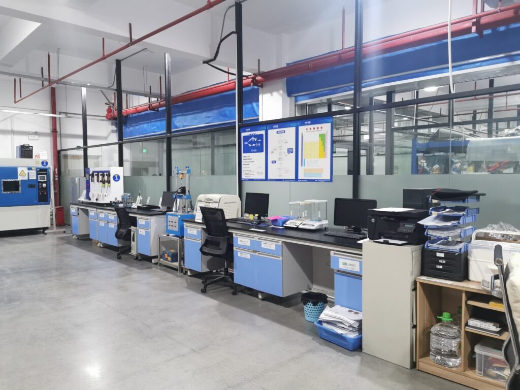 Quality control laboratory at Springvine with testing machines for tensile strength of leashes