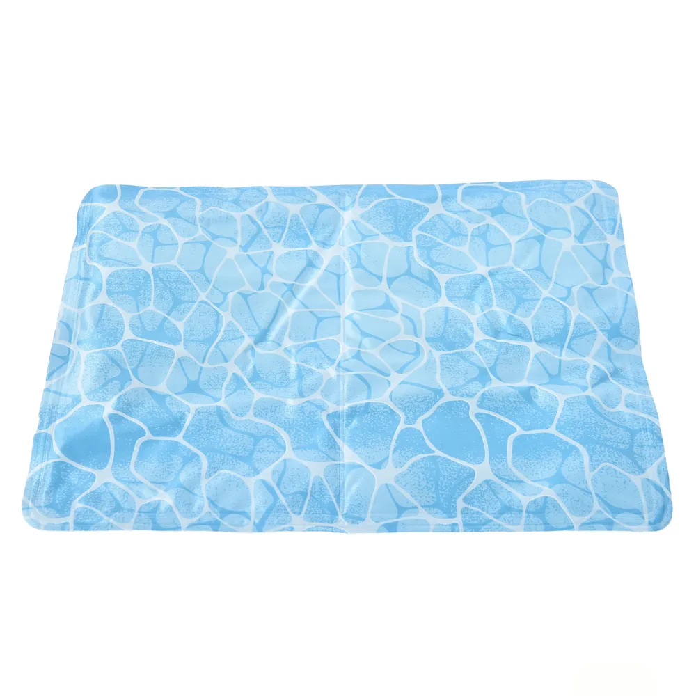 petbw.com Water Wave PVC-Coated Polyester Pet Cooling Mat in blue water-wave pattern, M size